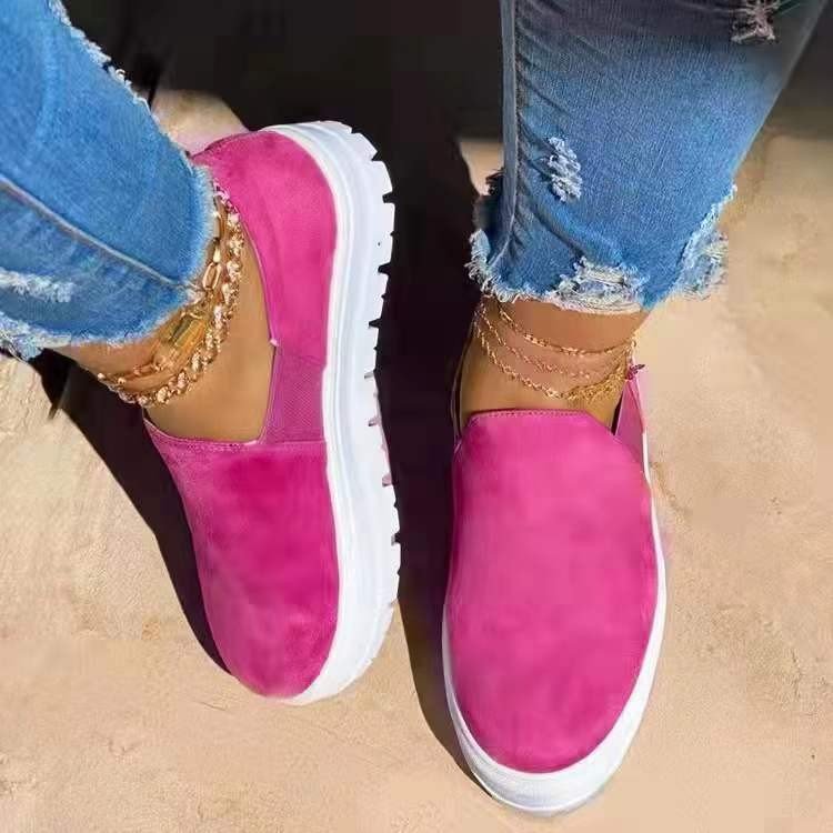 OrthoCare Women’s Suede Slip-On Platform Sneakers – Lightweight Casual Comfort Shoes