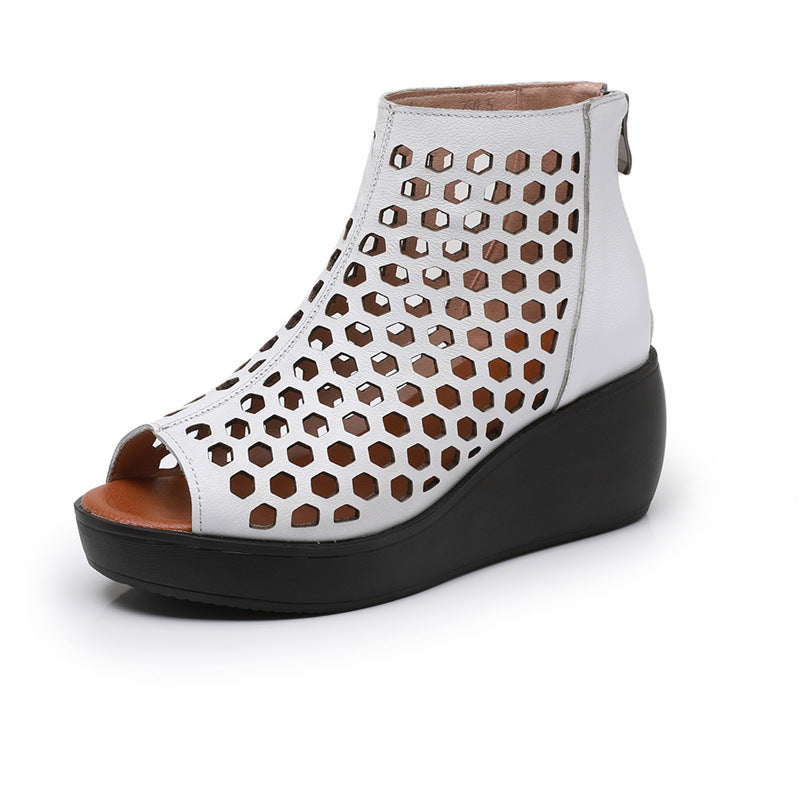 Alex | Orthopedic Women’s Perforated Peep-Toe Wedge Shoes