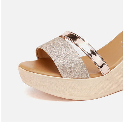 Xylina | Women’s Orthopedic Glitter Wedge Ankle Strap Sandals
