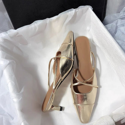 OrthoCare Metallic Pointed Toe Slingback Flat Sandals
