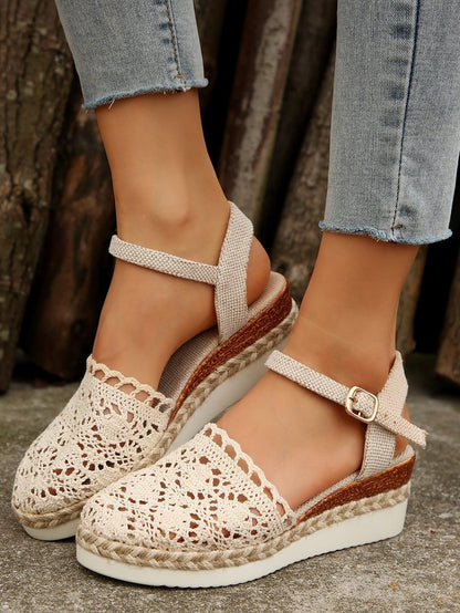 OrthoCare | Crochet Slingback Espadrille Platform Sandals