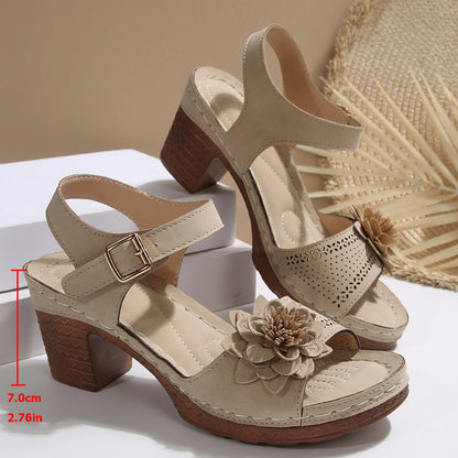 OrthoCare Floral Chunky Heel Sandals - One Size Fits All
