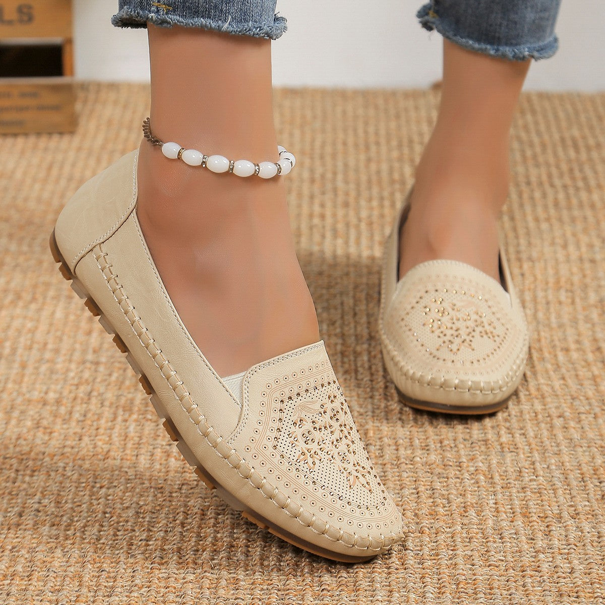OrthoCare Casual Gommino Handmade Shoes In Solid Color