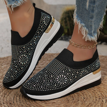 OrthoCare Rhinestone Slip-On Sneakers – Sparkly Lightweight Walking Shoes