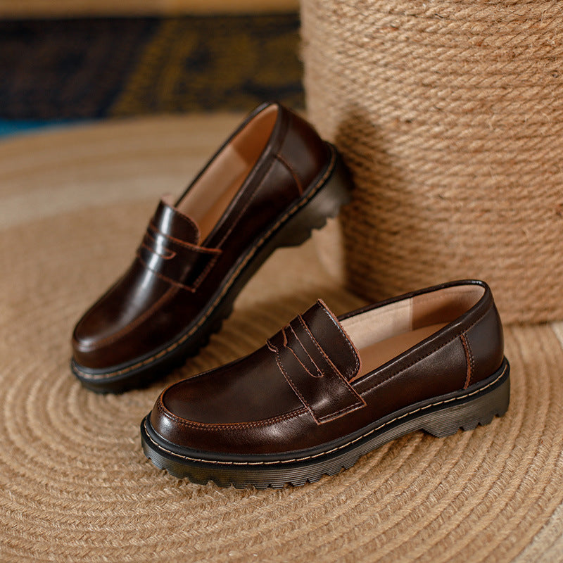 OrthoCare Leather Loafers - Round Toe Low Heel