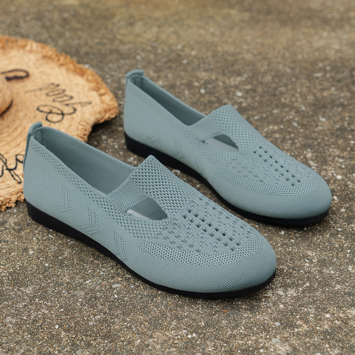 Orthopedic Breathable Knit Flats – Lightweight Slip-On Comfort Walking Shoes