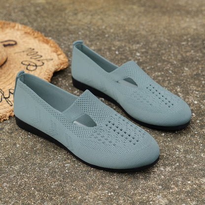 Orthopedic Breathable Knit Flats – Lightweight Slip-On Comfort Walking Shoes