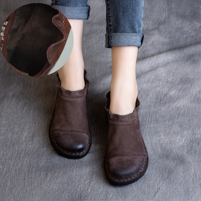 Abby | Orthopedic Vintage Suede Slip-On Loafers – Hand-Stitched Comfort Shoes