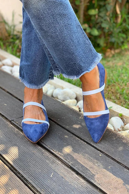 OrthoCare Suede Shoes With Low Heels And Two Thin Bands
