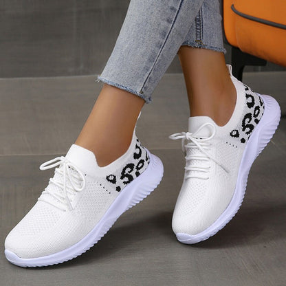 OrthoCare White Leopard Print Sneakers - Unique And Stylish