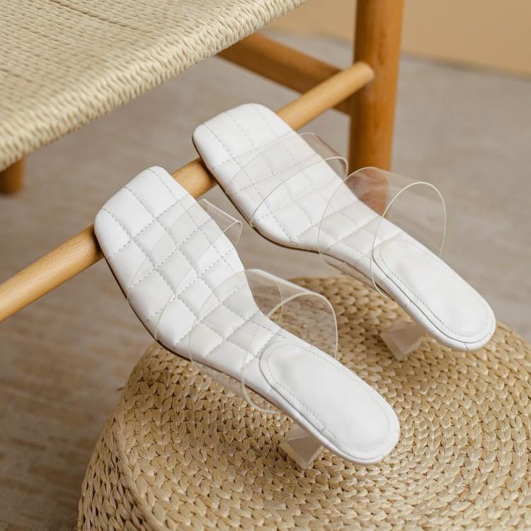 Calantha | Women’s Orthopedic Transparent Strap Kitten Heel Mule Sandals