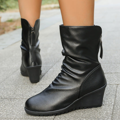 OrthoCare Wedge Ankle Boots - Fur-Lined Comfort
