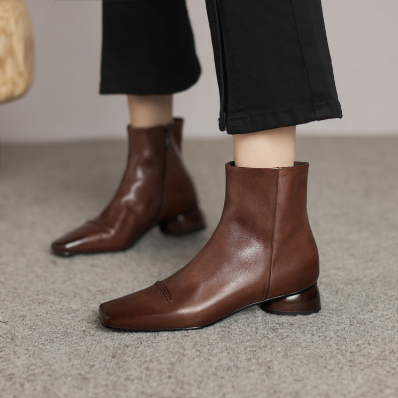 OrthoCare Cowhide Boots - Square Toe, Side Zipper