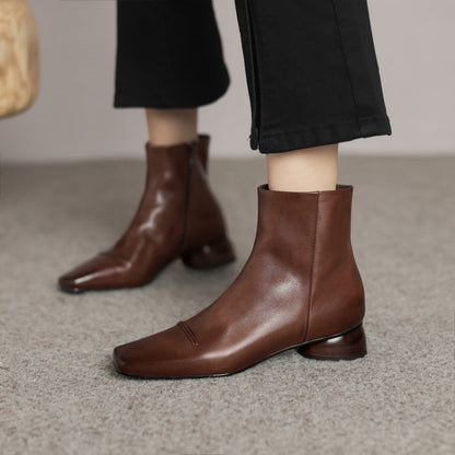 OrthoCare Cowhide Boots - Square Toe, Side Zipper