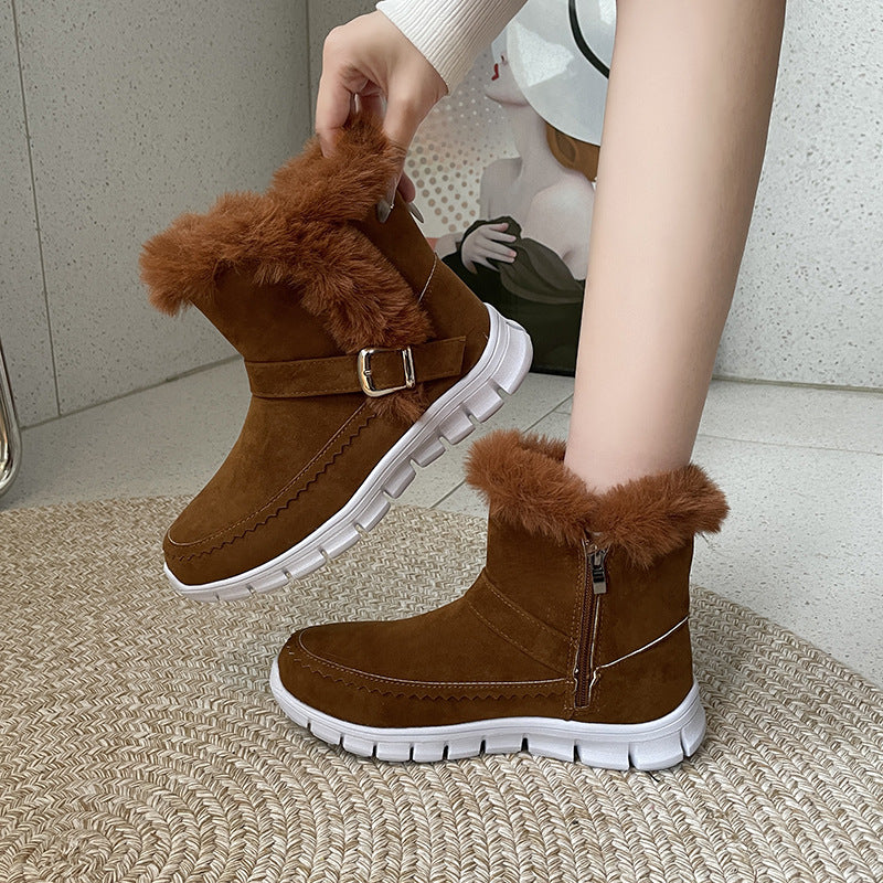 Anabelle | Orthopedic Plush Ankle Boots With Buckle Design