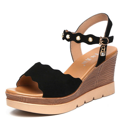 Xamira | Women’s Orthopedic Scalloped Wedge Ankle Strap Sandals