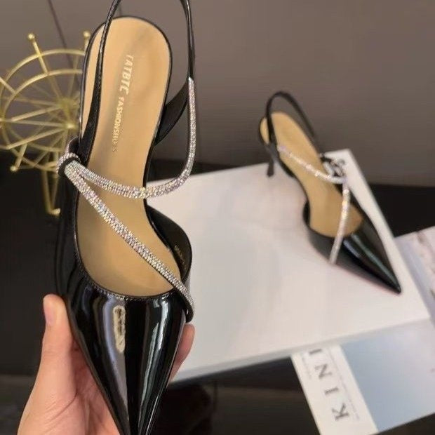 Calyra | Women’s Orthopedic Rhinestone Pointed Toe Slingback Heels