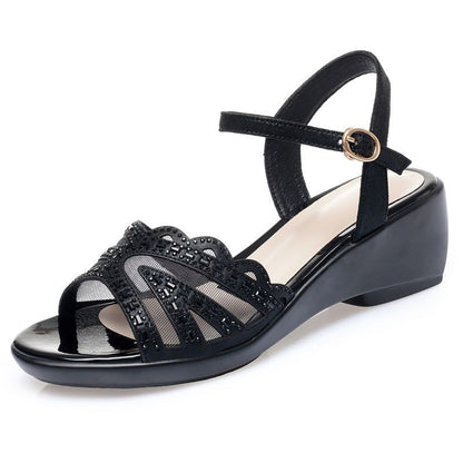 Rosavelle | Women’s Orthopedic Rhinestone Strappy Low Block Heel Sandals