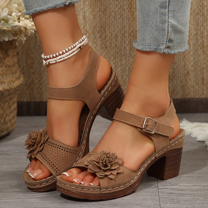 OrthoCare Floral Chunky Heel Sandals - One Size Fits All