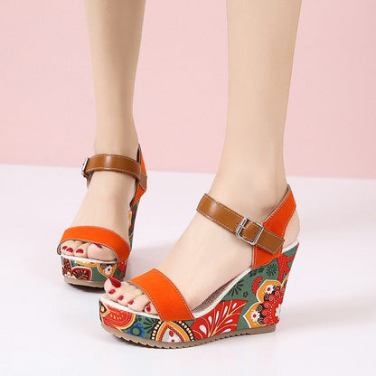 OrthoCare Floral Embroidered High Heel Sandals - Unique Elegance