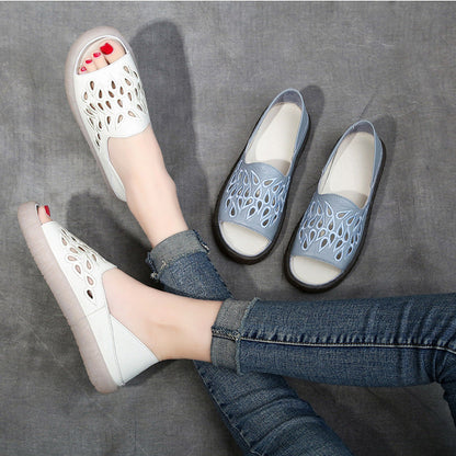 Yvette | Women’s Orthopedic Perforated Peep Toe Comfort Loafers