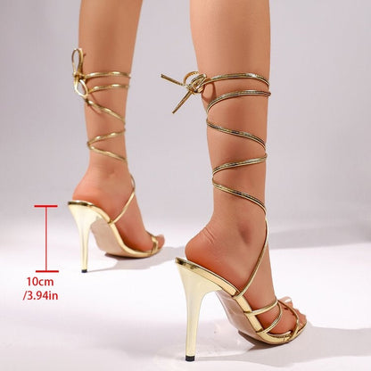 Oceania | Women’s Orthopedic Lace-Up Gladiator Stiletto Heel Sandals