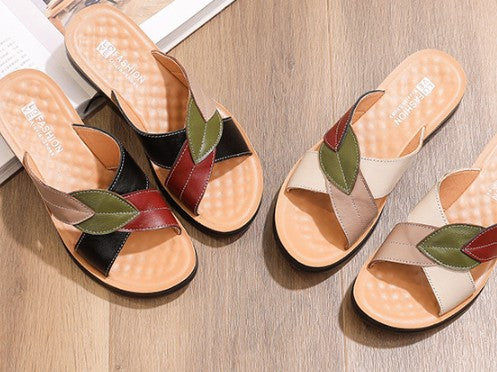 Savella | Women’s Orthopedic Leaf Patchwork Comfort Slide Sandals
