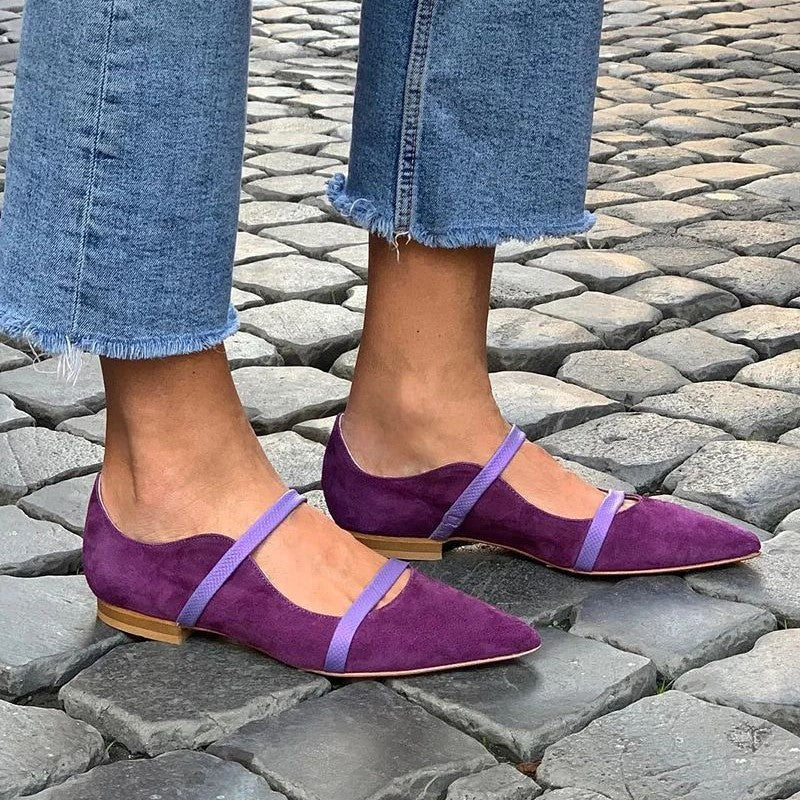 OrthoCare Suede Shoes With Low Heels And Two Thin Bands
