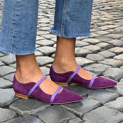 OrthoCare Suede Shoes With Low Heels And Two Thin Bands