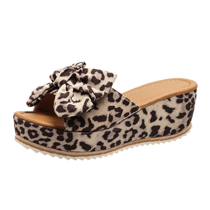 OrthoCare Wedge Slippers - Leopard Bow Comfort