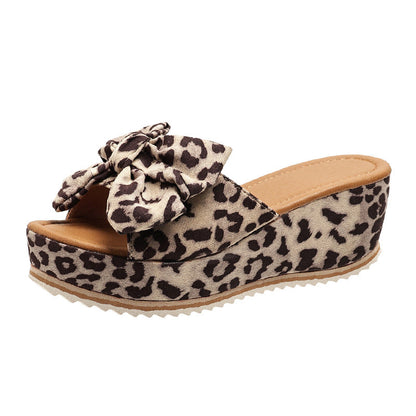 OrthoCare Wedge Slippers - Leopard Bow Comfort