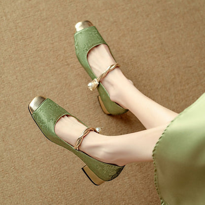 OrthoCare | Square Toe Mary Jane Low Heel Flats
