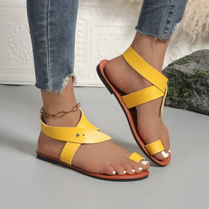 OrthoCare | Cross Strap Toe Ring Flat Sandals