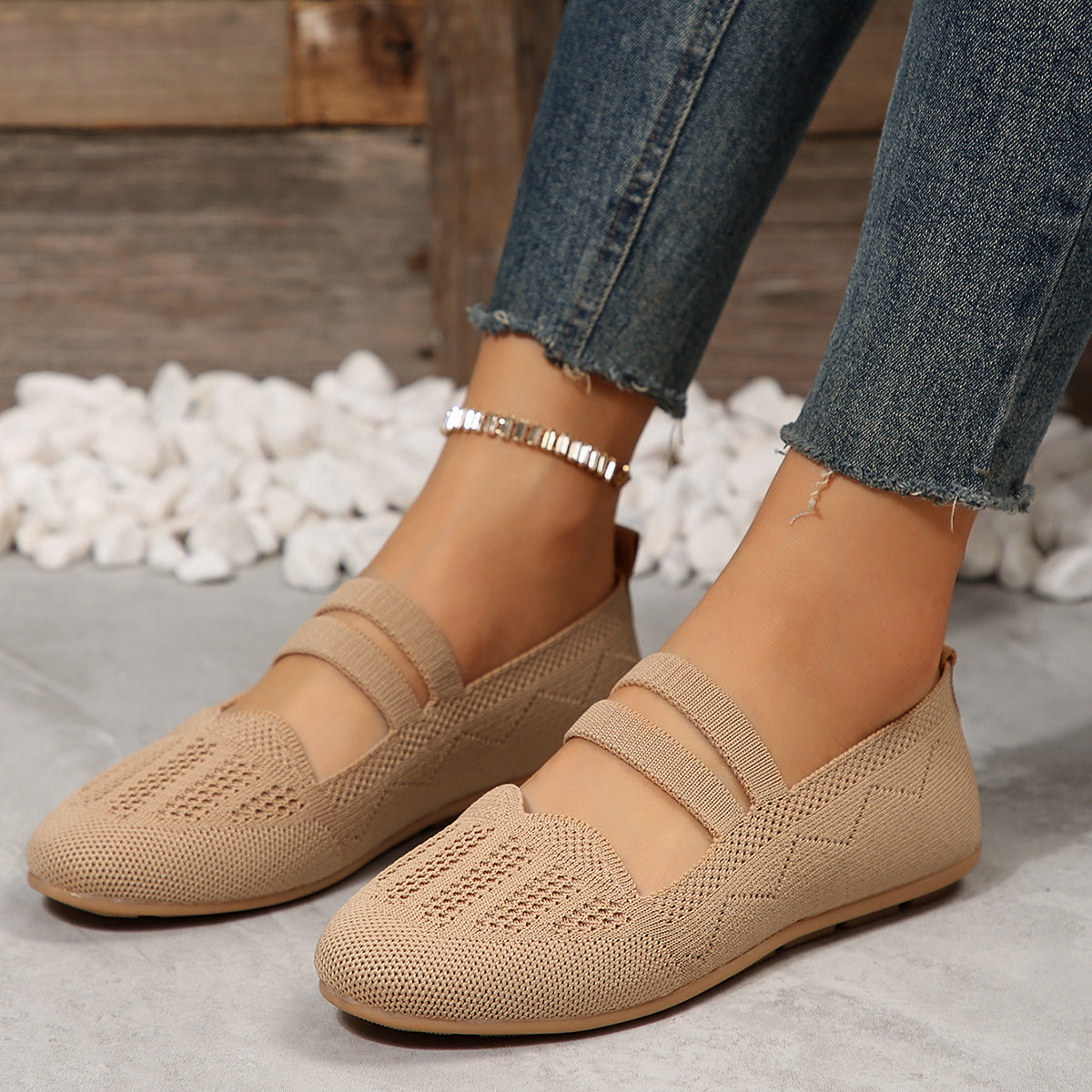 OrthoCare Women’s Knit Mary Jane Flats – Breathable Lightweight Comfort Shoes