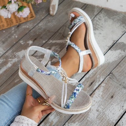 OrthoCare Bohemian Beaded Platform Wedge Sandals
