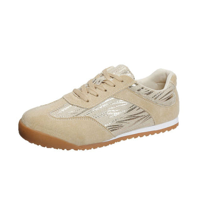 Laura | Orthopedic Beige Suede Pattern Sneakers – Casual Chic Comfort Shoes