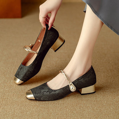 OrthoCare | Square Toe Mary Jane Low Heel Flats