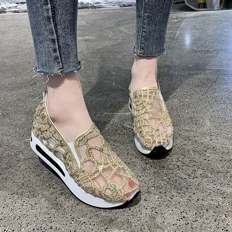 Orthopedic Lace Platform Slip-On Shoes – Breathable Elegant Comfort Sneakers
