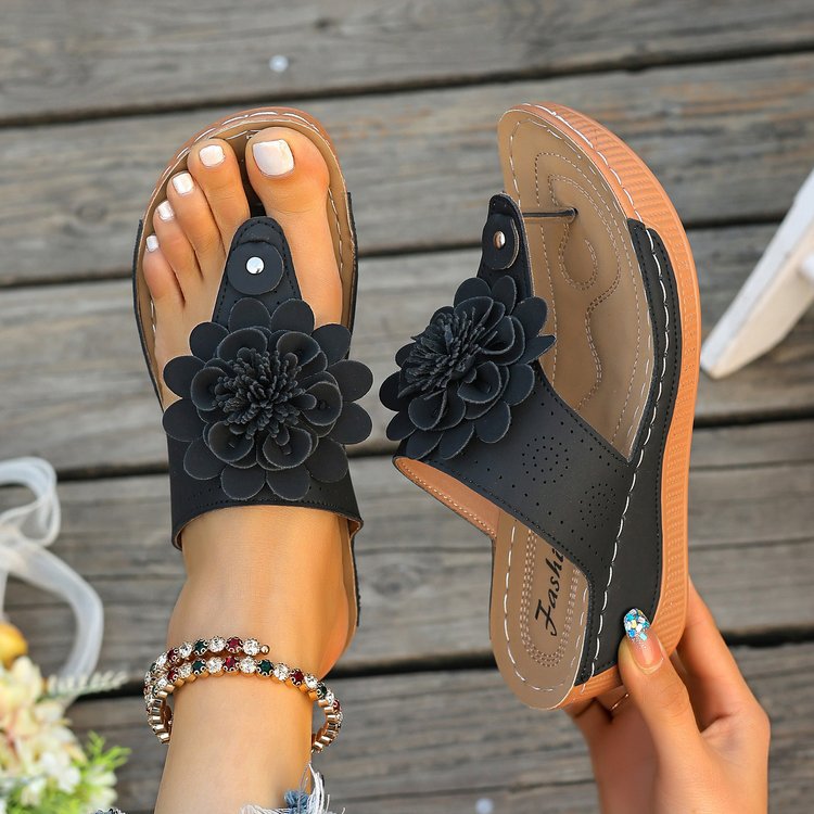 Brenna | Women’s Orthopedic Floral Wedge Slide Sandals