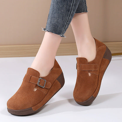 Orthopedic Suede Buckle Loafers – Adjustable Comfort Slip-On Walking Shoes