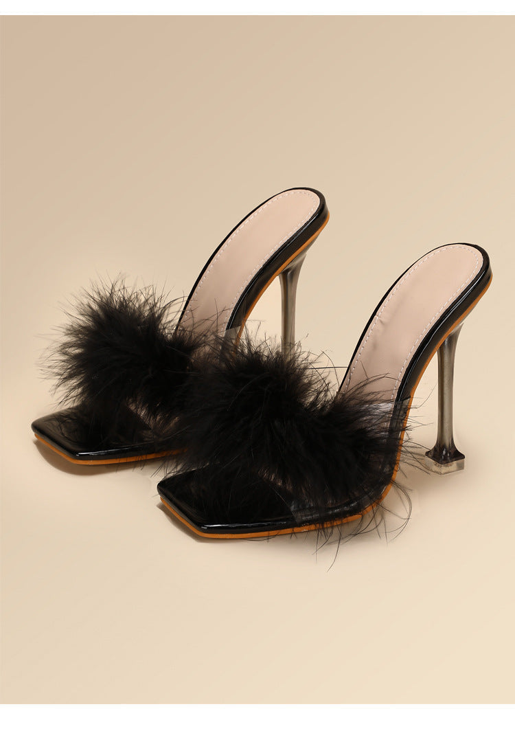 OrthoCare Crystal And Fur Stiletto Heel Sandals