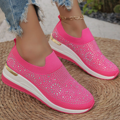 OrthoCare Rhinestone Slip-On Sneakers – Sparkly Lightweight Walking Shoes