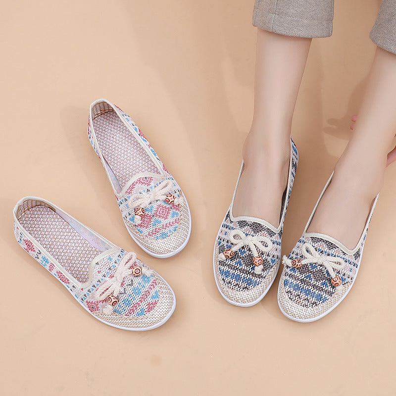 Ione | Women’s Orthopedic Boho Knit Slip-On Flats