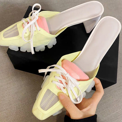 Yolene | Women’s Orthopedic Mesh Lace-Up Mule Heels