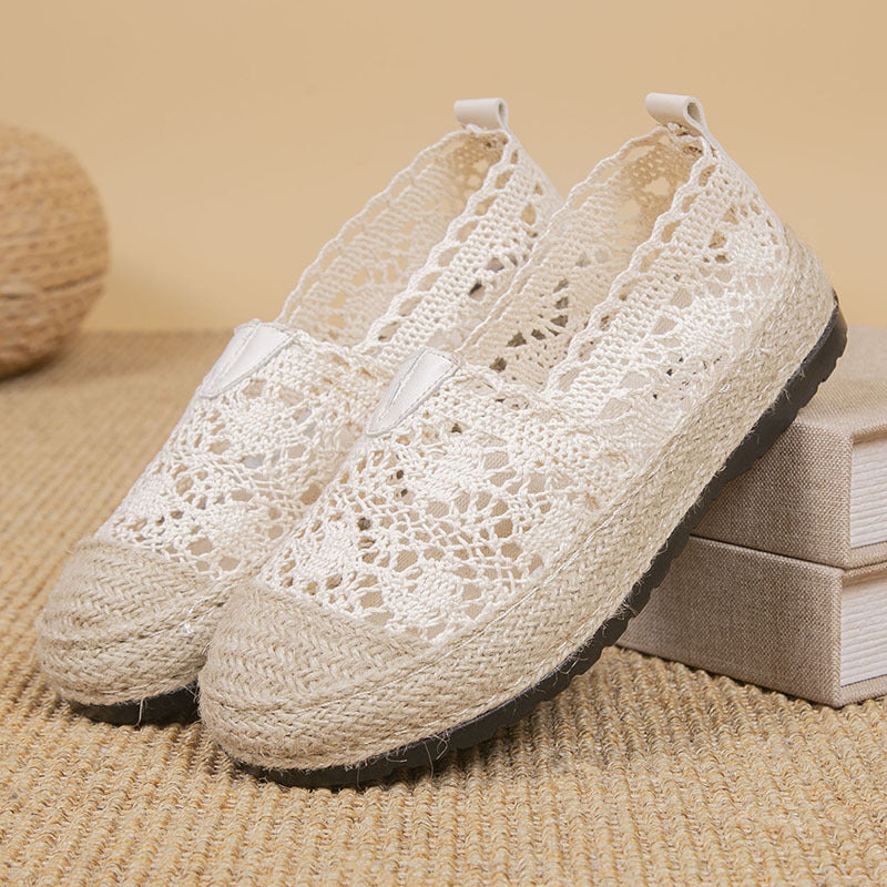 OrthoCare Lace Crochet Espadrille Slip-On Flats