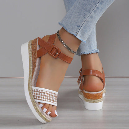 OrthoCare Houndstooth Print Sandals - Summer Elegance