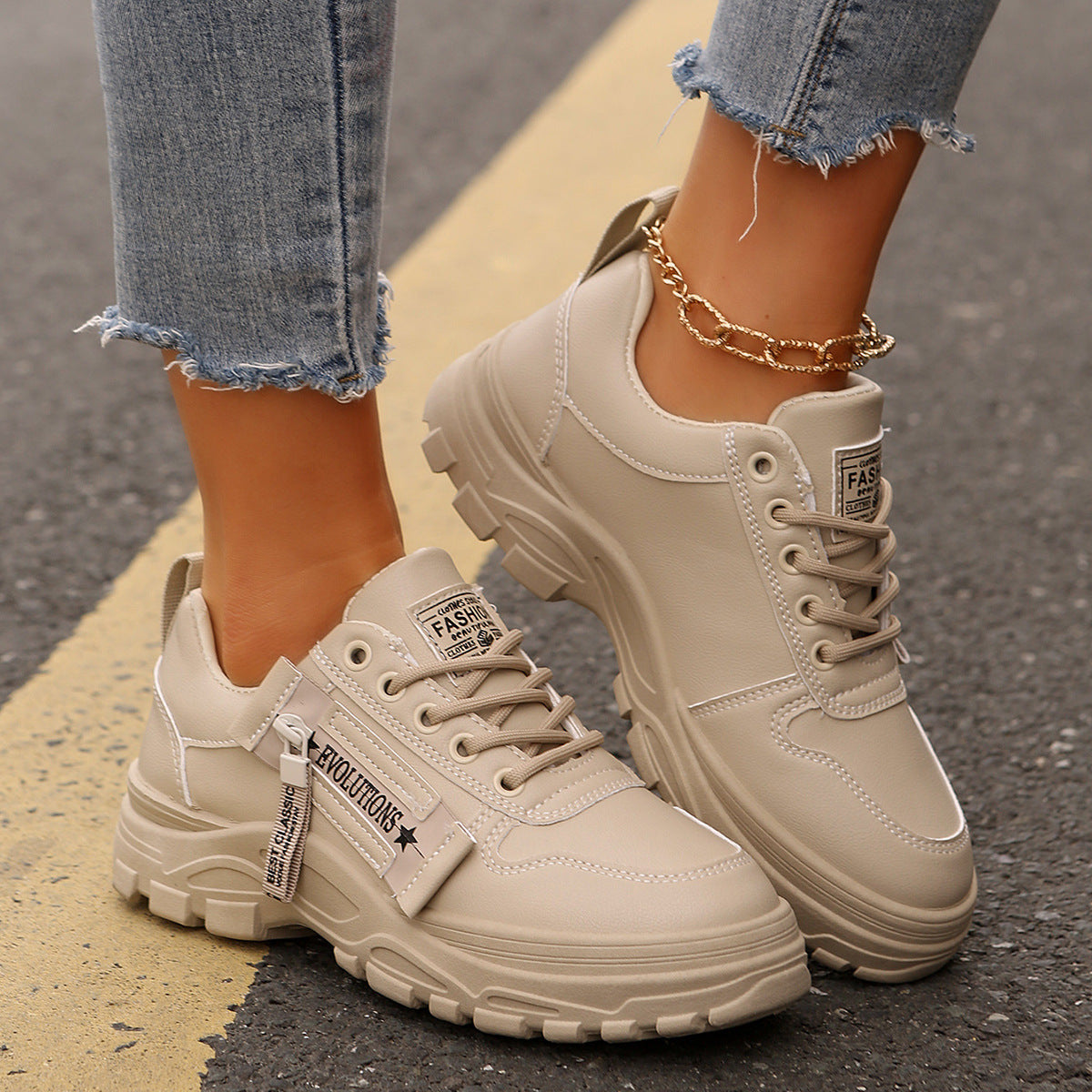 Sara | Orthopedic Lace-up Sneakers With Side-Zipper Design