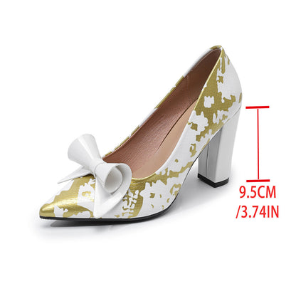 Haisley | Women’s Orthopedic Floral Bow Pointed Toe Block Heels