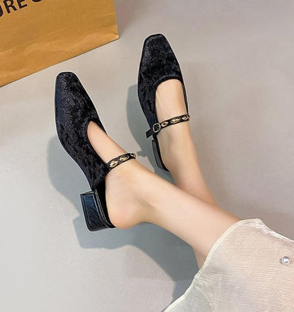 Cheska | Women’s Orthopedic Velvet Mary Jane Mule Heels
