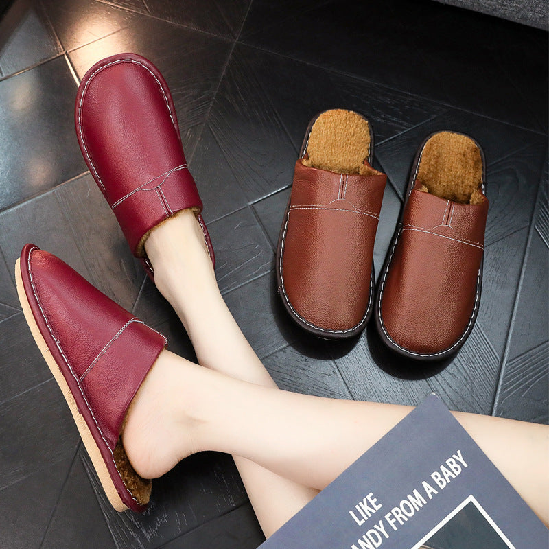 OrthoCare Non-Slip Winter Leather Slippers For Indoor Use